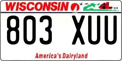 WI license plate 803XUU