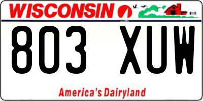 WI license plate 803XUW