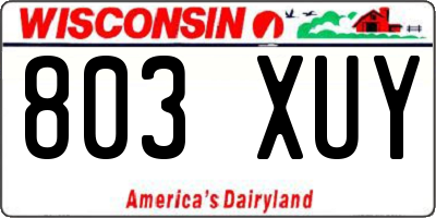 WI license plate 803XUY
