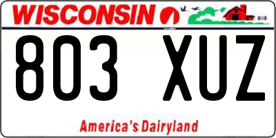 WI license plate 803XUZ
