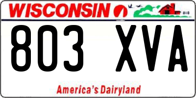 WI license plate 803XVA