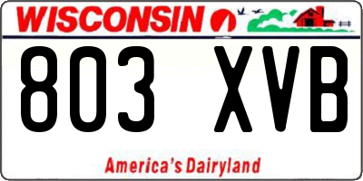 WI license plate 803XVB