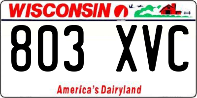 WI license plate 803XVC