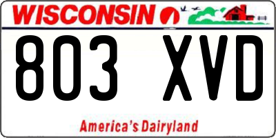 WI license plate 803XVD