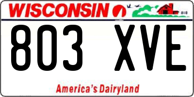 WI license plate 803XVE