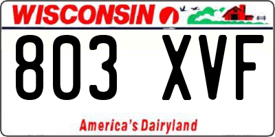 WI license plate 803XVF