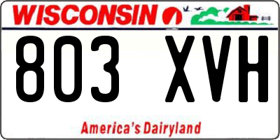 WI license plate 803XVH