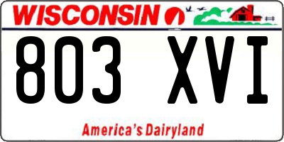 WI license plate 803XVI