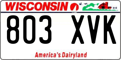 WI license plate 803XVK