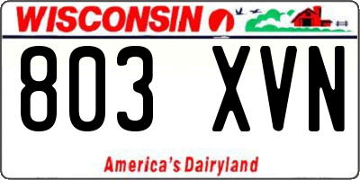 WI license plate 803XVN