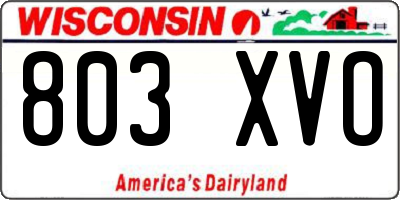 WI license plate 803XVO