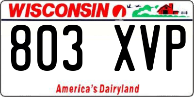 WI license plate 803XVP