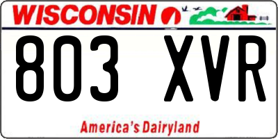 WI license plate 803XVR
