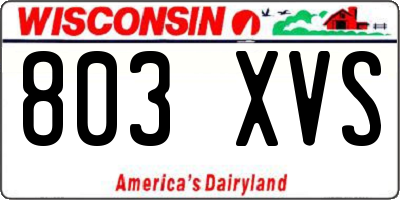 WI license plate 803XVS