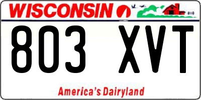 WI license plate 803XVT