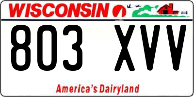 WI license plate 803XVV