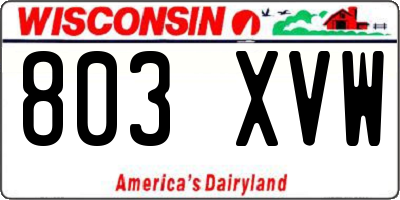 WI license plate 803XVW