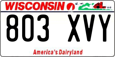 WI license plate 803XVY