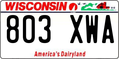 WI license plate 803XWA