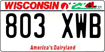 WI license plate 803XWB