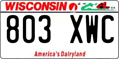 WI license plate 803XWC