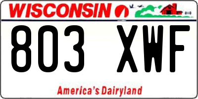 WI license plate 803XWF