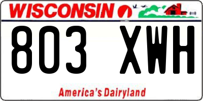 WI license plate 803XWH
