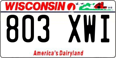 WI license plate 803XWI