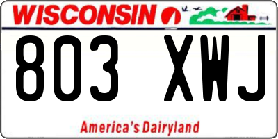 WI license plate 803XWJ