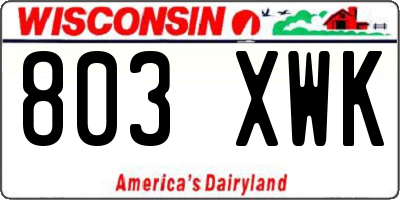 WI license plate 803XWK