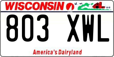 WI license plate 803XWL