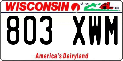 WI license plate 803XWM