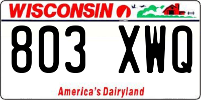 WI license plate 803XWQ