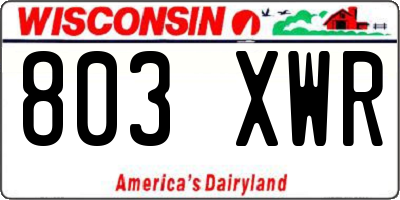 WI license plate 803XWR