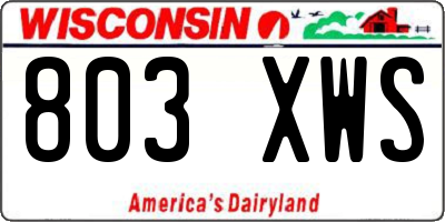 WI license plate 803XWS