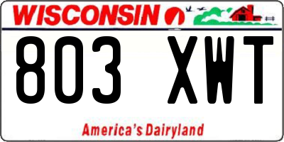 WI license plate 803XWT