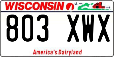WI license plate 803XWX