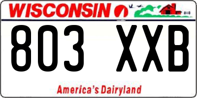 WI license plate 803XXB
