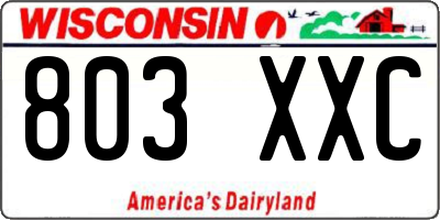WI license plate 803XXC