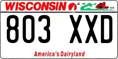 WI license plate 803XXD