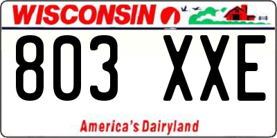 WI license plate 803XXE