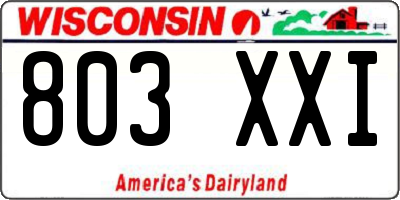 WI license plate 803XXI