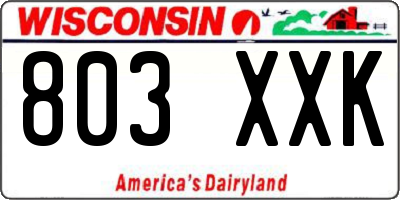 WI license plate 803XXK