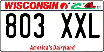 WI license plate 803XXL