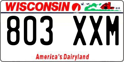 WI license plate 803XXM