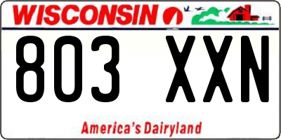WI license plate 803XXN