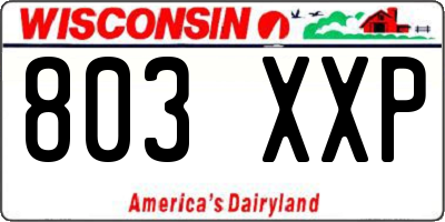 WI license plate 803XXP
