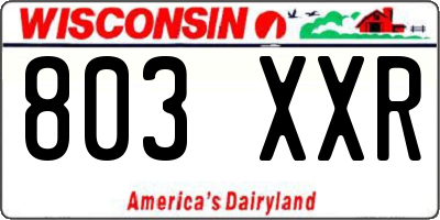 WI license plate 803XXR