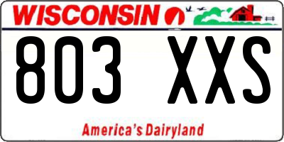 WI license plate 803XXS