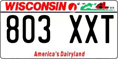 WI license plate 803XXT